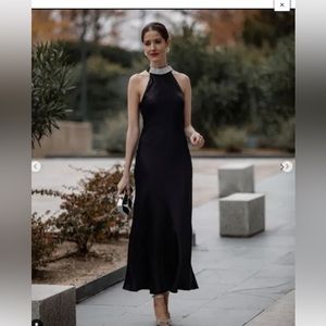 ZARA SLIP DRESS WITH BEADED COLLAR